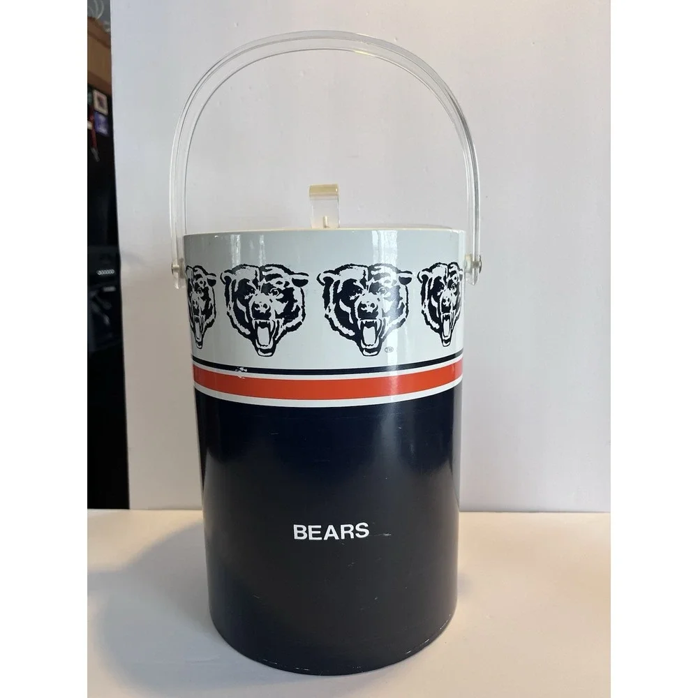 RARE Vintage 1980s Chicago Bears SheltonWare Towle ICE BUCKET-bar-Man cave-12